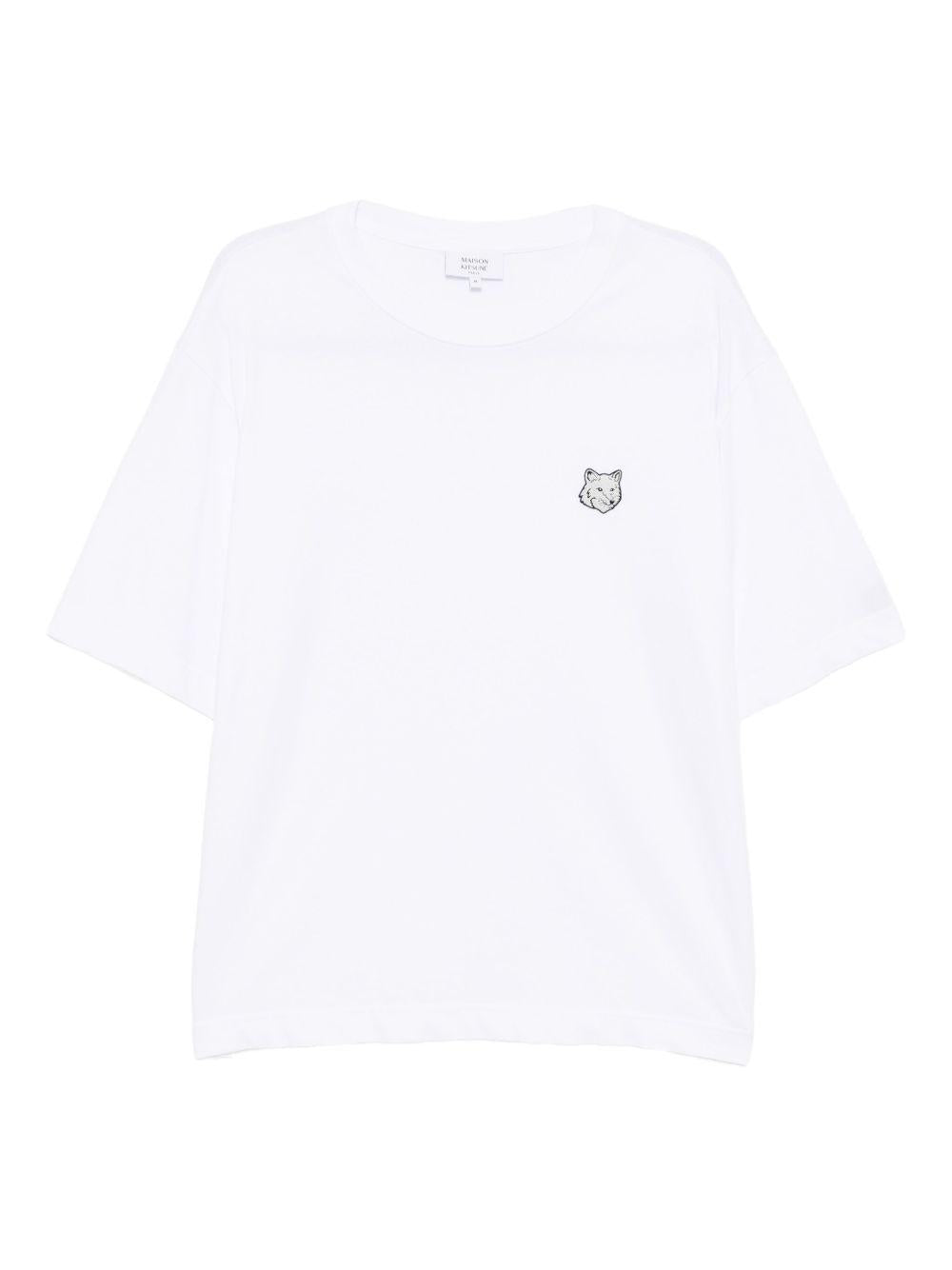 MAISON KITSUNE T-shirt in cotone bianco con logo 