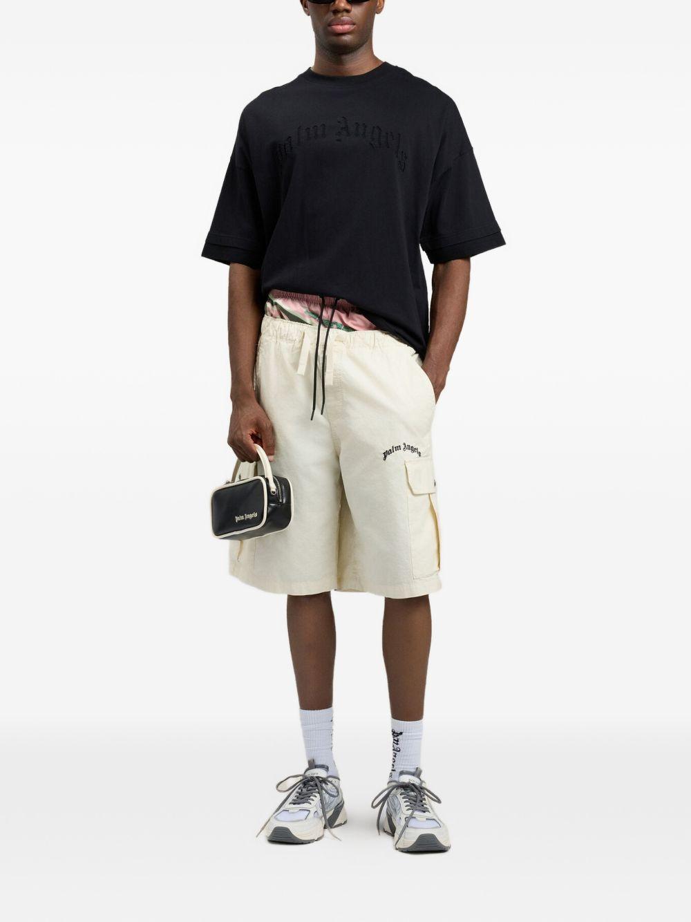 PALM ANGELS T-shirt in cotone nero con logo nero 