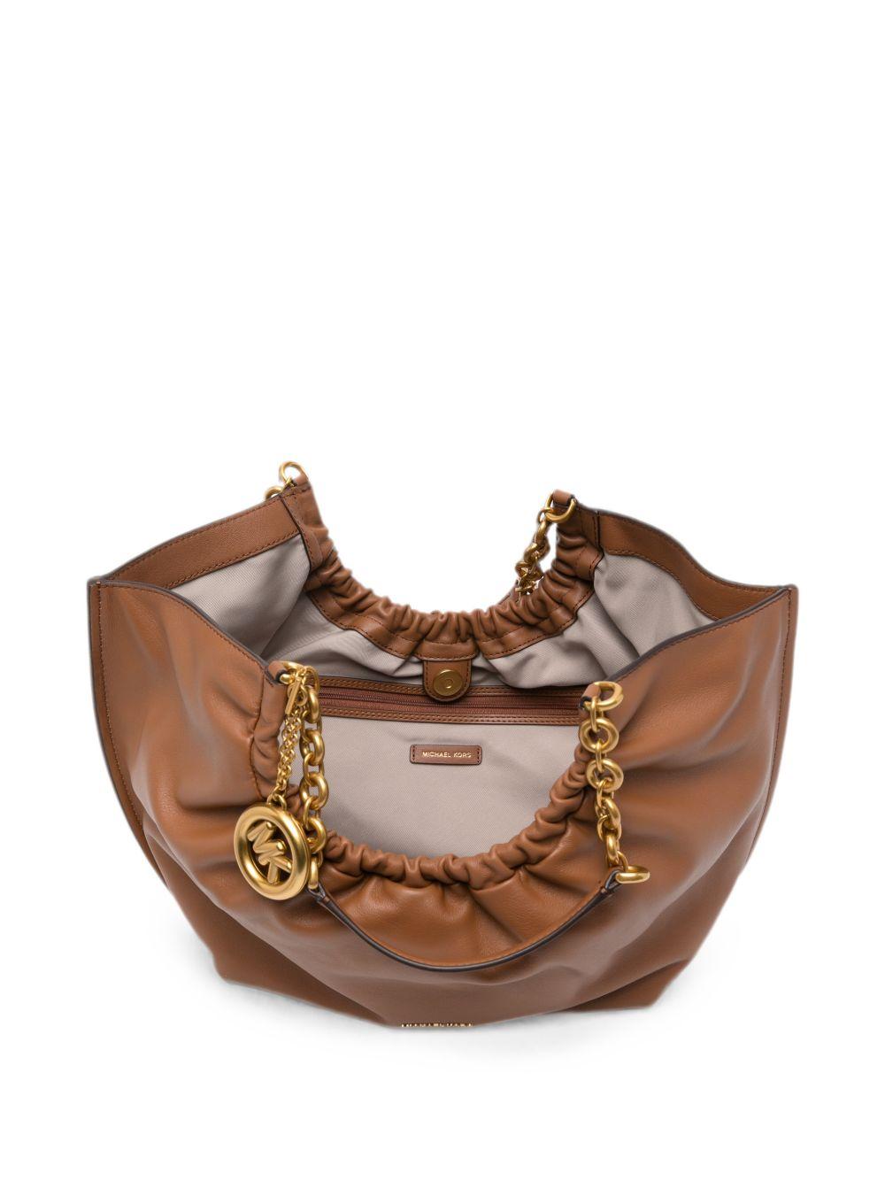 MICHAEL KORS Borsa hobo in pelle marrone con charm MK 