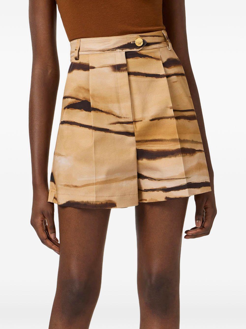 ELISABETTA FRANCHI Pantaloncini con stampa grafica marrone 