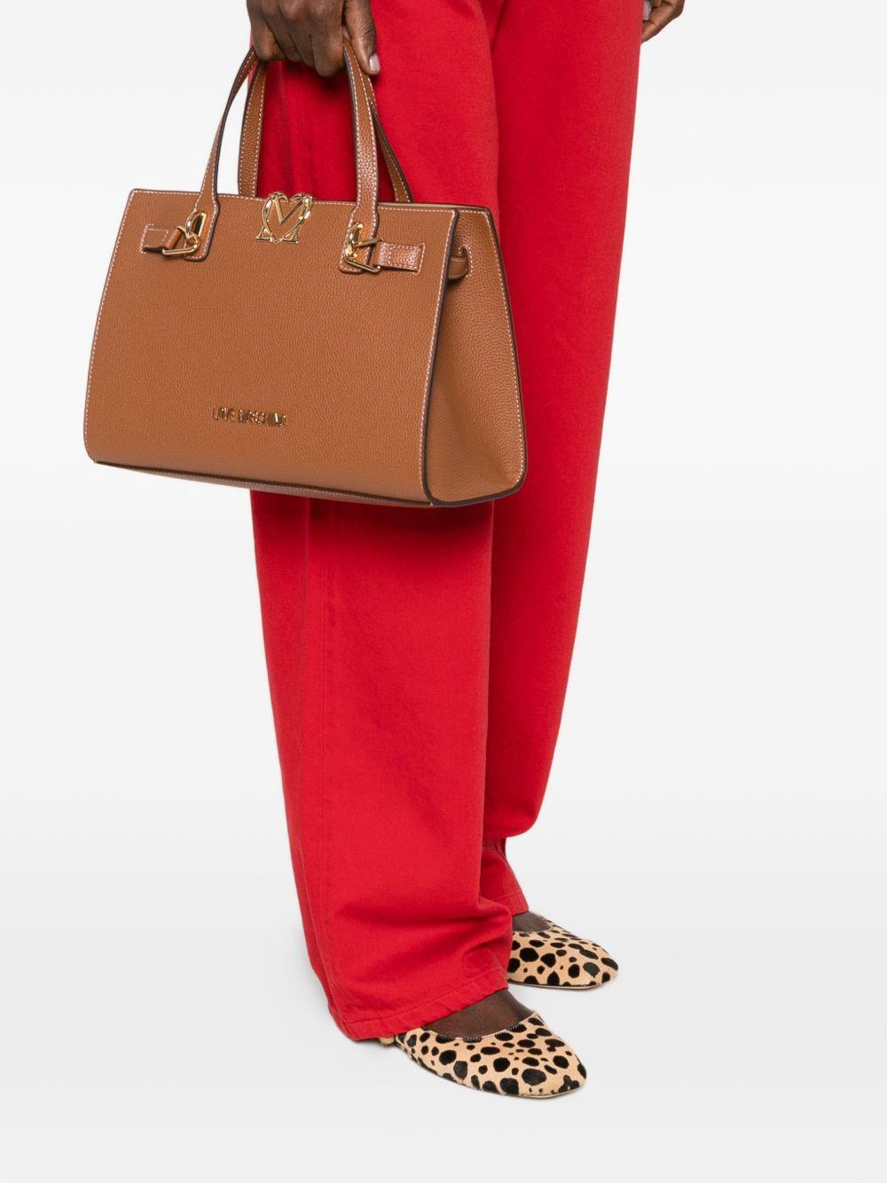 LOVE MOSCHINO Borsa a mano marrone in ecopelle con tracolla 