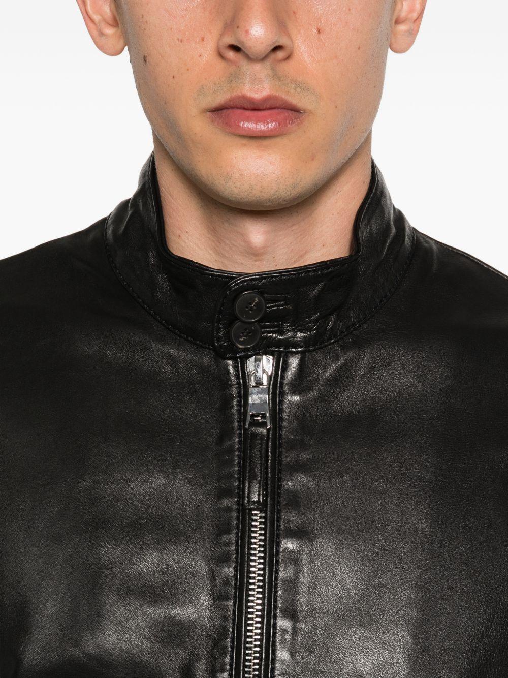 THE JACK AND JACKIE LEATHERS Giacca Elvis in pelle nera con zip 