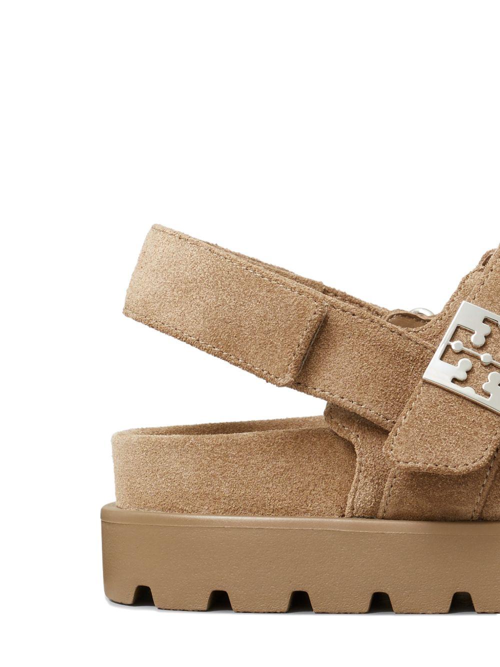 TORY BURCH Sandali Mellow in suede con chiusura in velcro e suola carrarmato 