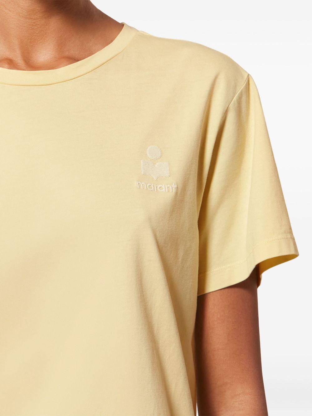 MARANT ETOILE T-shirt gialla a maniche corte con logo sul petto 