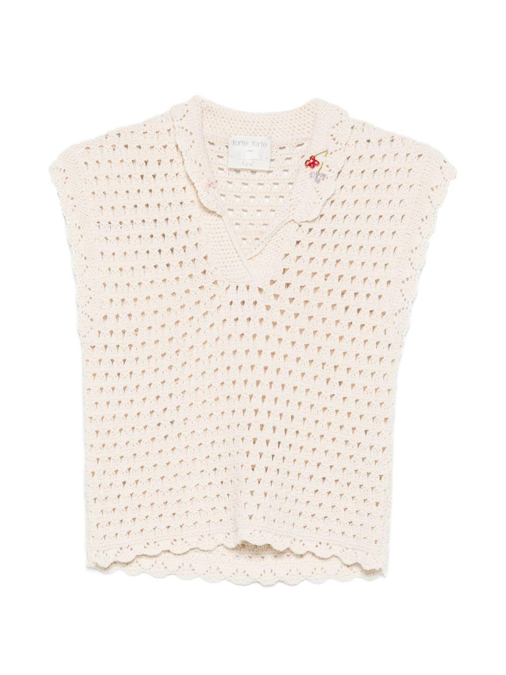 FORTE FORTE Top panna in crochet di cotone 