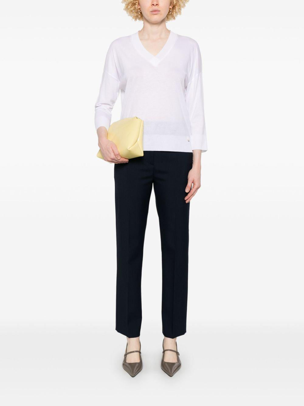 HERNO Maglia con scollo a V bianca 