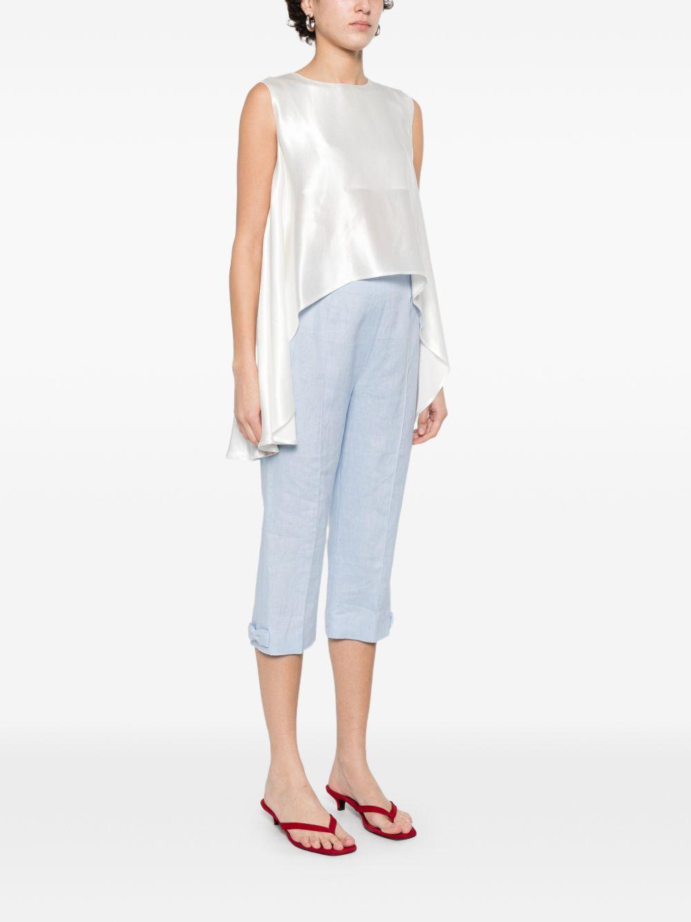 ELEH Top asimmetrico in tessuto lucido bianco 