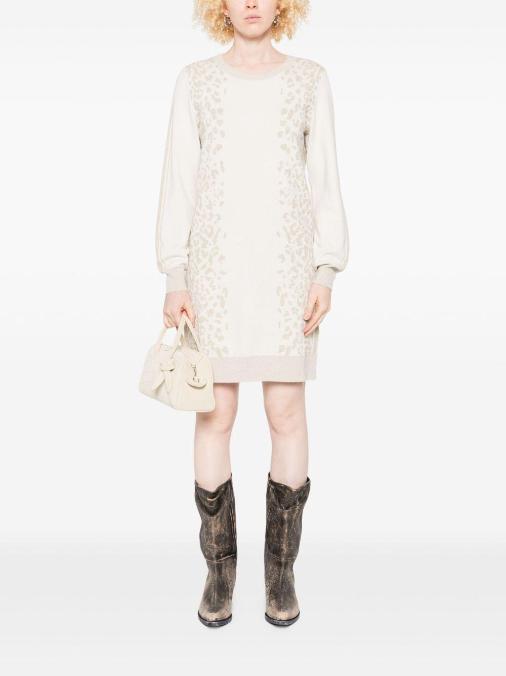 LIUJO Abito corto in maglia con stampa animalier 