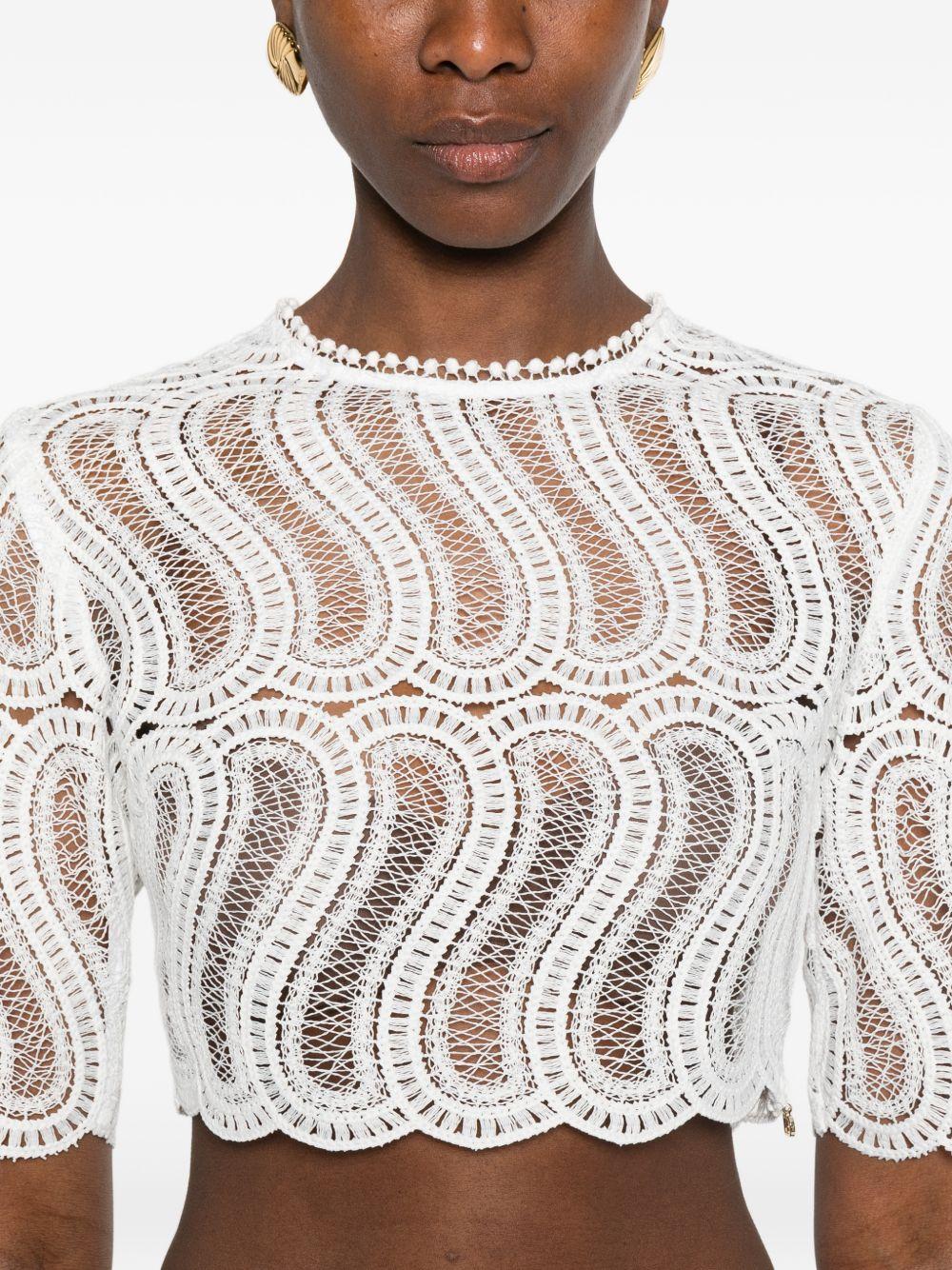 RAQUEL DINIZ Top bianco in pizzo 