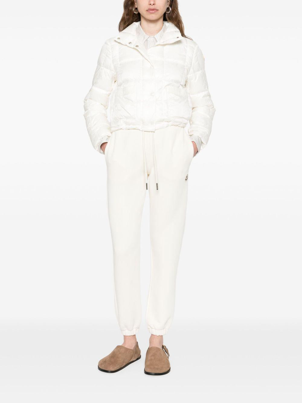MONCLER Piumino crop bianco con coulisse 
