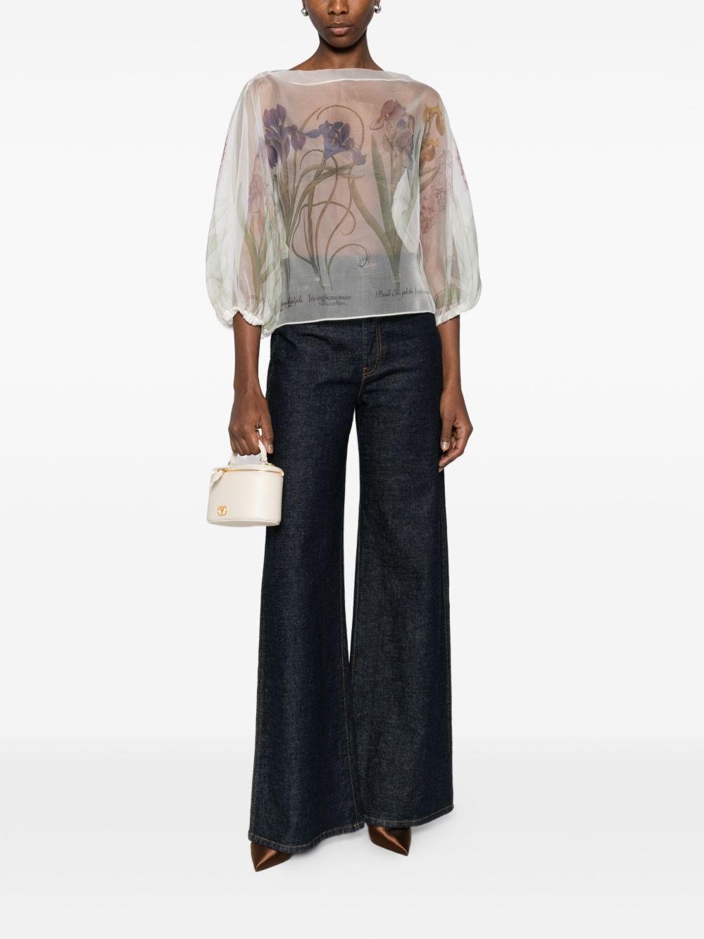 ALBERTA FERRETTI Blusa in seta semitrasparente con fantasia 