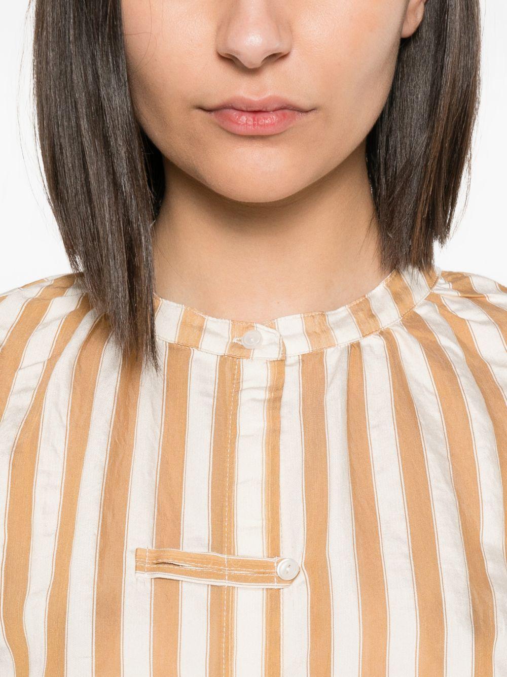 YERSE Blusa a righe ecrù e arancio con bottoncini 