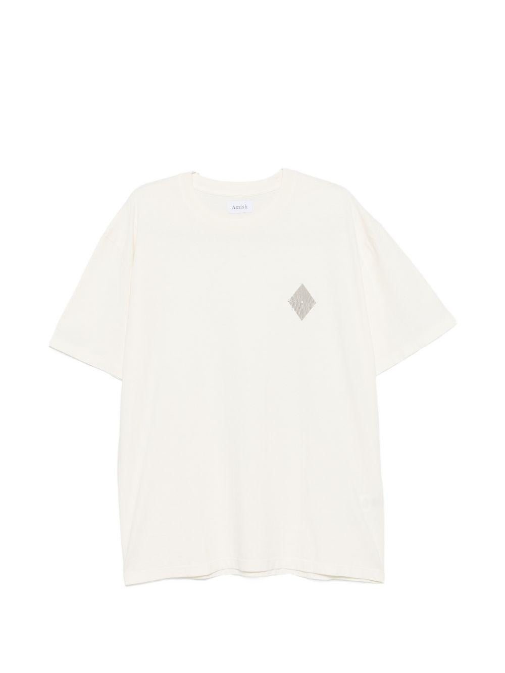 AMISH T-shirt Logo in cotone bianco 