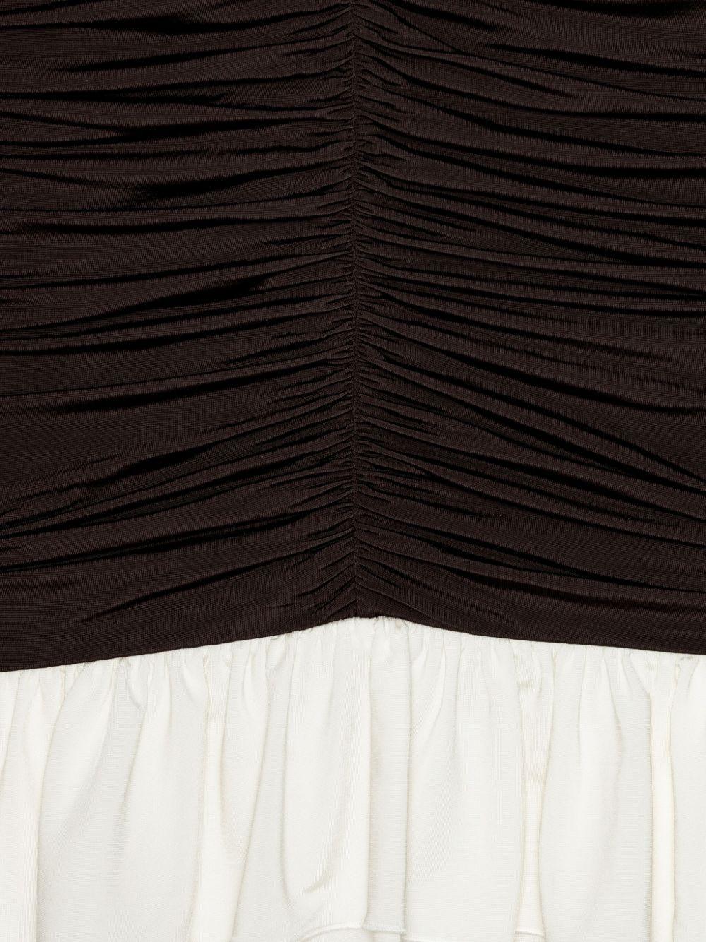 ROTATE Abito con rouches marrone e bianco 