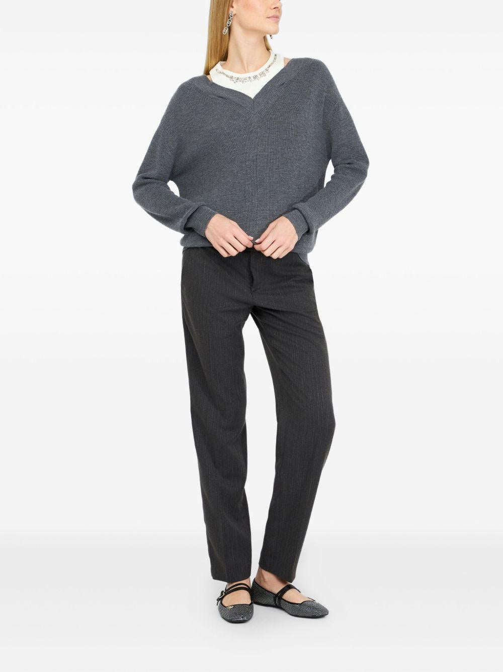 LIUJO Maglia grigia con top bianco impreziosito 