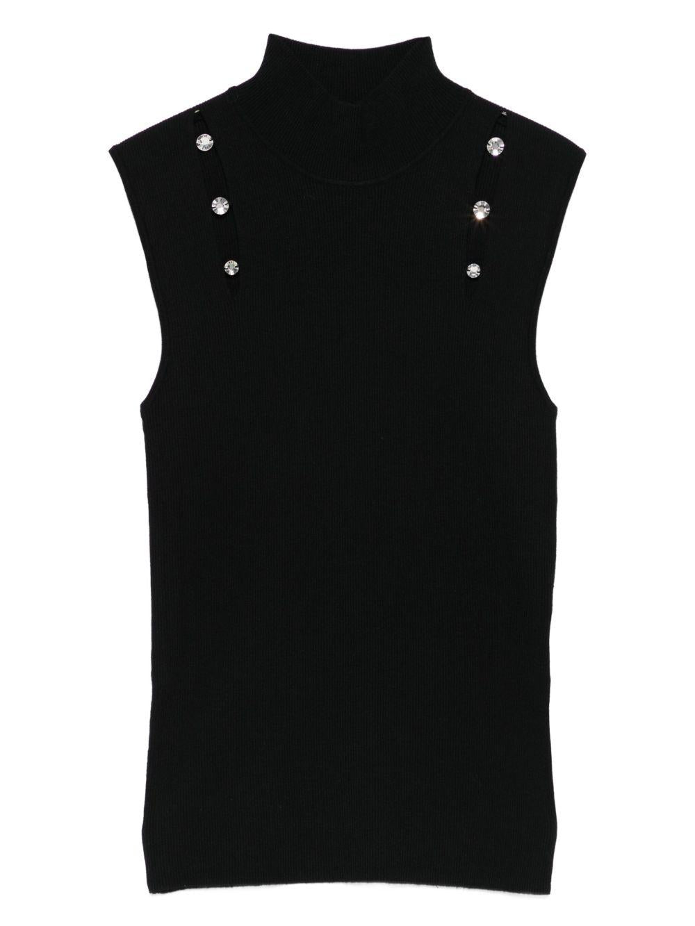 LIUJO Maglia nera a collo alto con cristalli<BR/> 