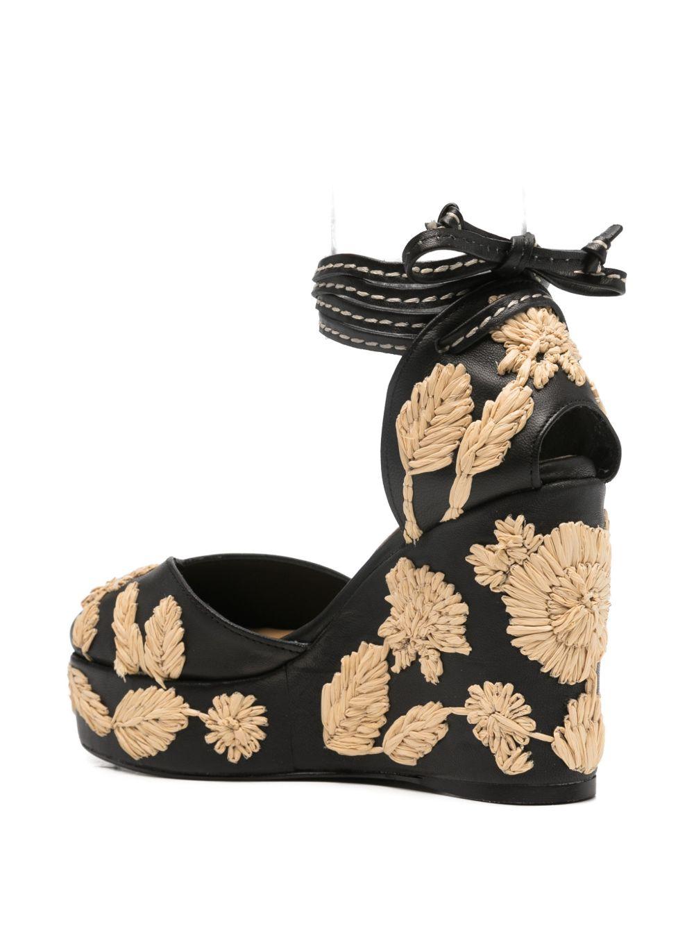 CASTANER Zeppe nere con ricamo floreale 