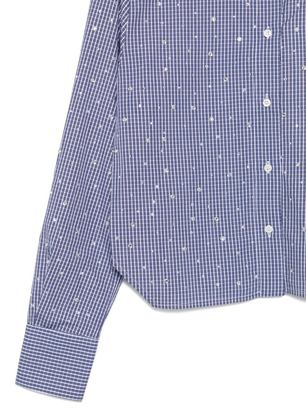 LIUJO Camicia blu con motivo a quadri e strass 