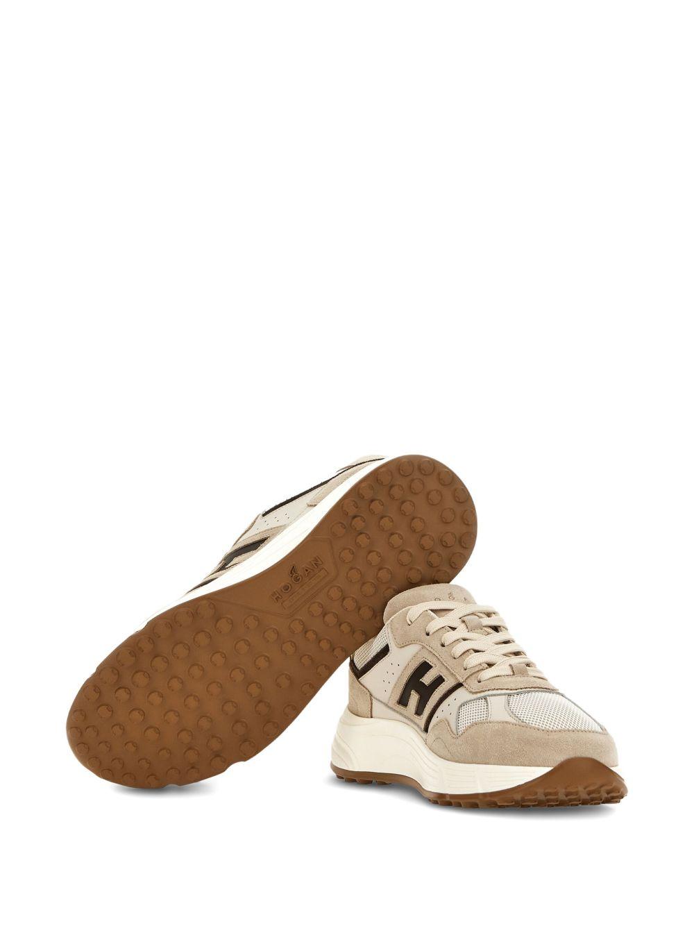 HOGAN Snekaers 'Hyperlight' in pelle beige con logo 