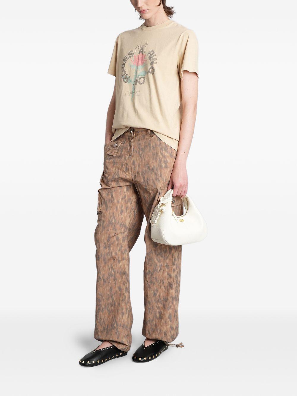 GANNI Pantaloni multicolor marroni con drappeggi 