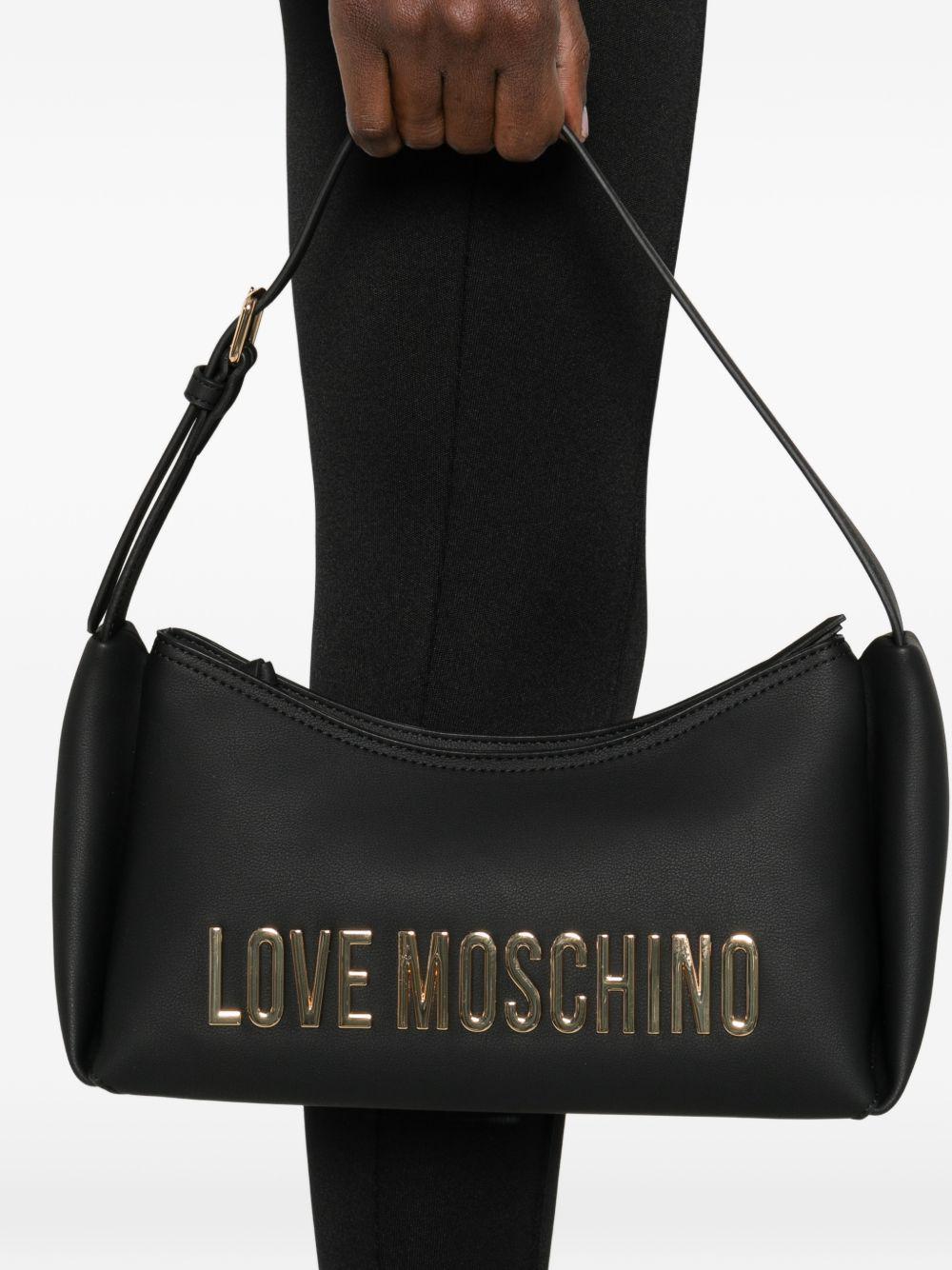 LOVE MOSCHINO Borsa a spalla nera con logo dorato 