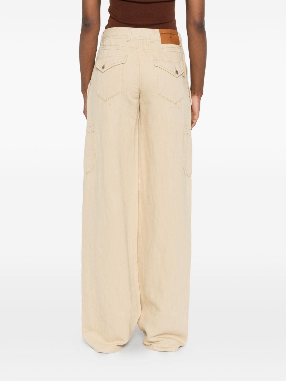ERMANNO SCERVINO Jeans morbido in cotone e lino beige 