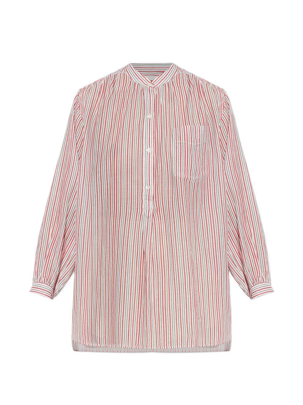 MARANT ETOILE Blusa Sapha a righe con bottoncini e collo alla coreana 