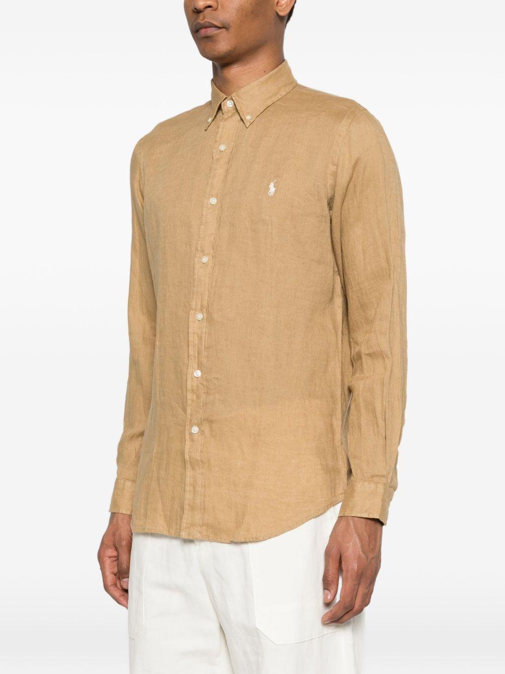 POLO RALPH LAUREN Camicia arancione con logo ricamato sul petto 