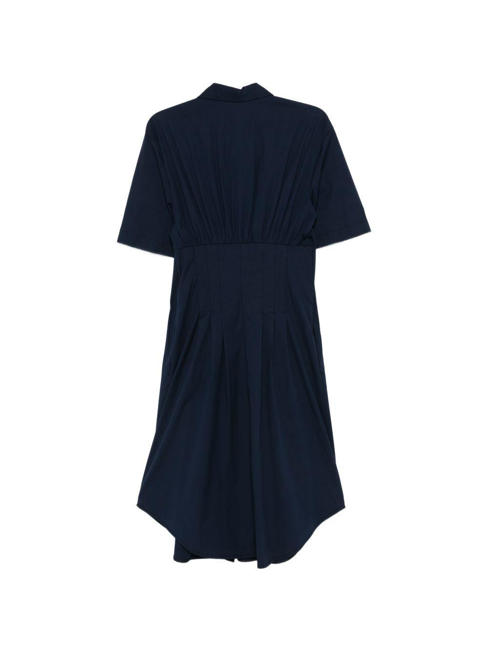 SEMICOUTURE Abito corto Sandra in cotone blu a maniche corte 