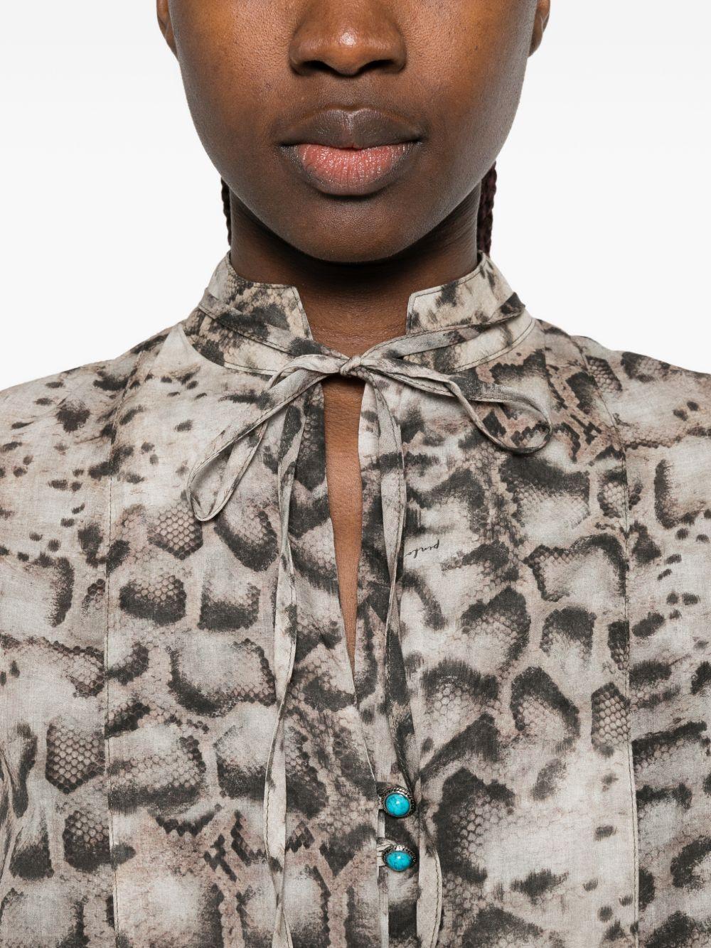 PINKO Blusa Caracalla in cotone con stampa animalier 