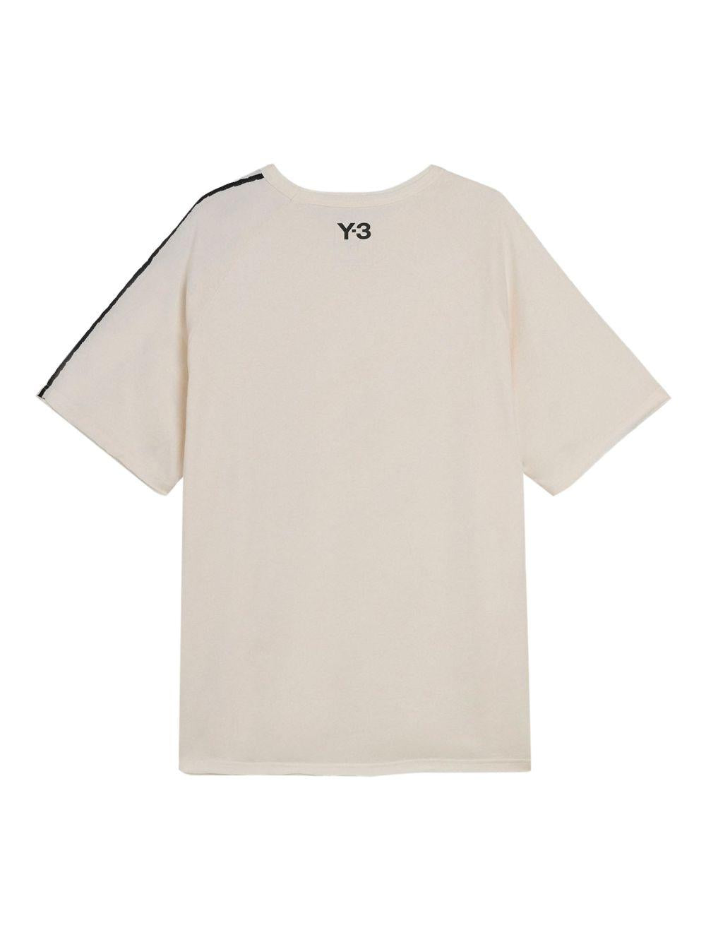 Y3 T-shirt in cotone bianco con strisce nere 