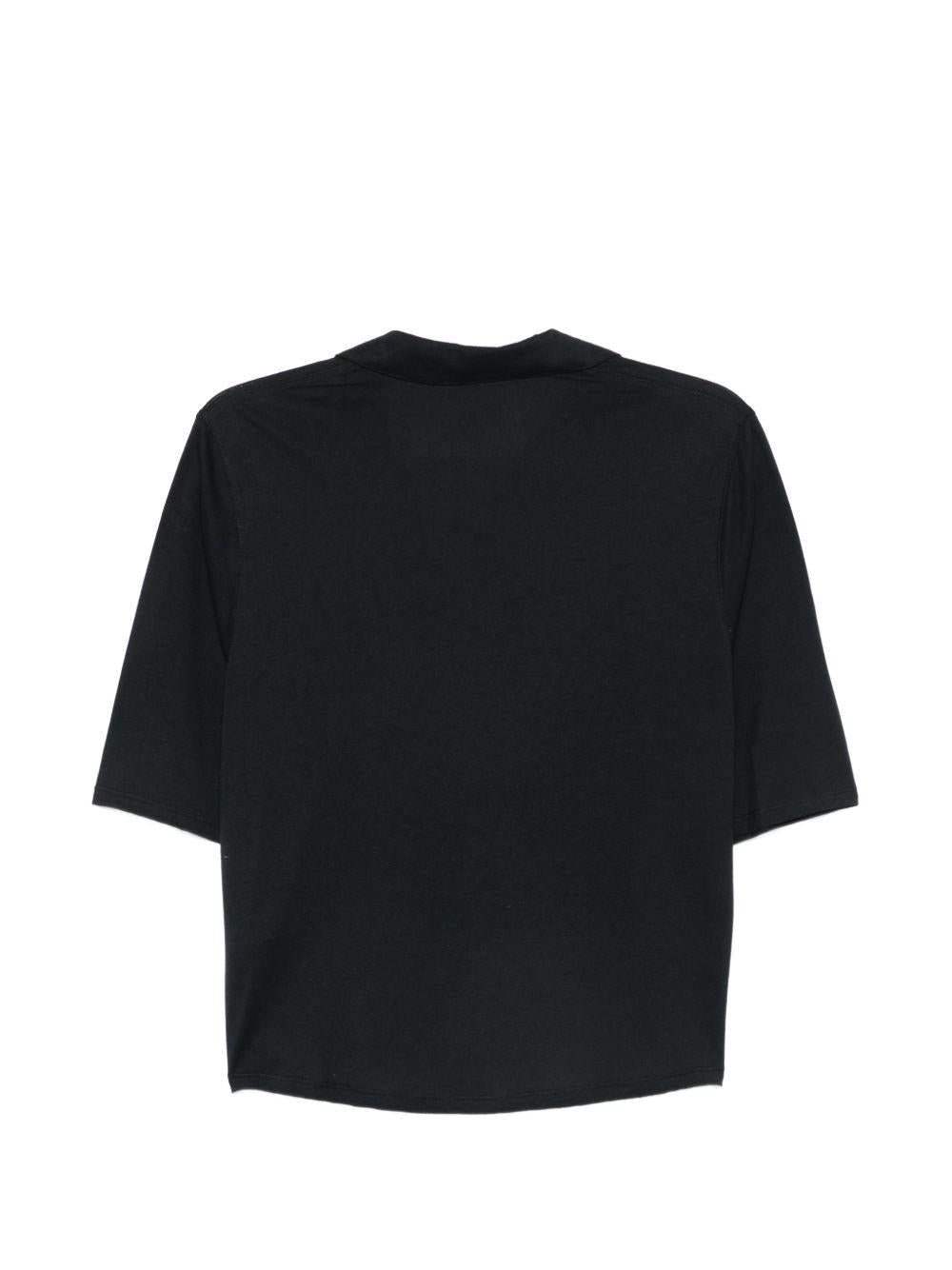 MAJESTIC FILATURES Polo corta blu a maniche corte 