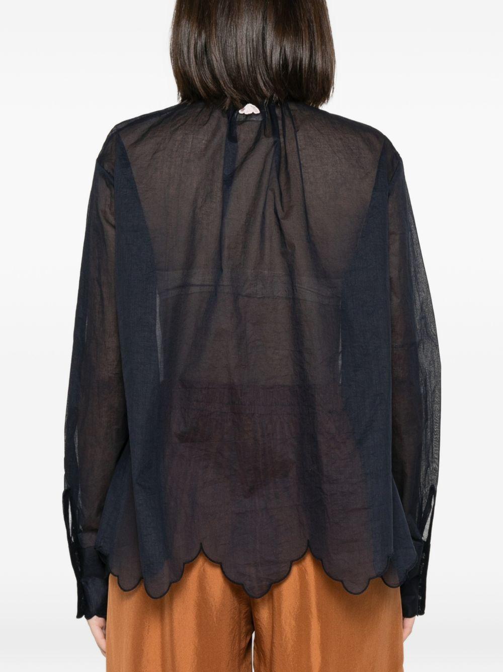 FORTE FORTE Camicia blu My Shirt con ricami floreali e perline 