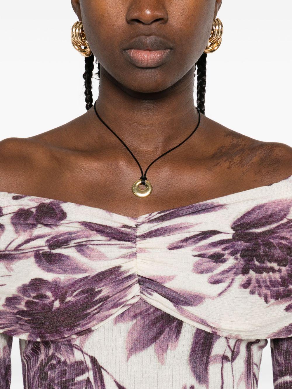 TWINSET Maglia con scollo bardot e stampa floreale 