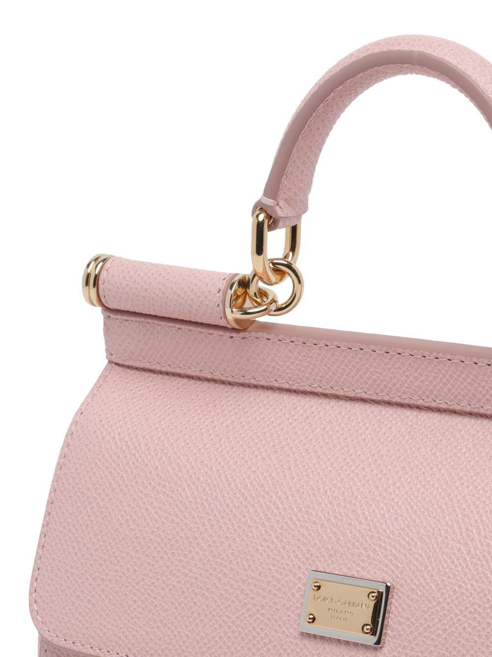 DOLCE e GABBANA Borsa a mano piccola Sicily rosa in pelle 