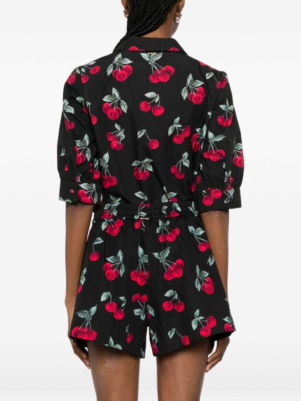 TWINSET Camicia nera con stampa grafica ciliegie all-over 
