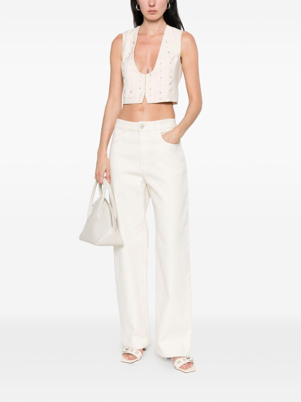 LIUJO Gilet beige gessato con applicazioni 