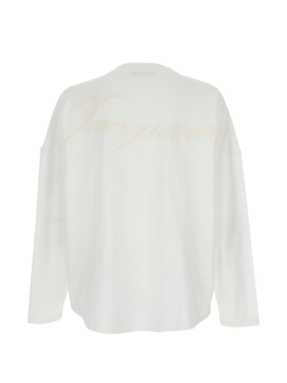 JACQUEMUS T-shirt Atelier bianca a maniche lunghe con logo 
