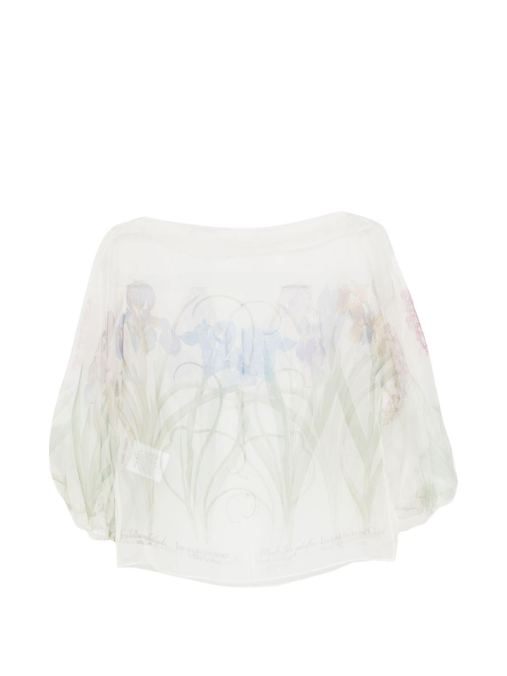 ALBERTA FERRETTI Blusa in seta semitrasparente con fantasia 