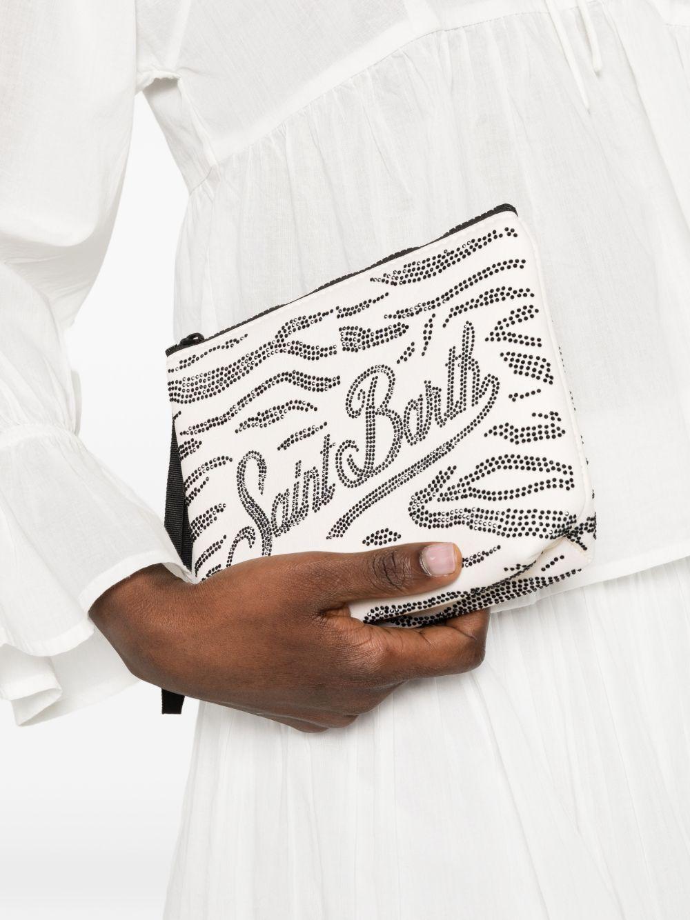MC2 SAINT BARTH Pochette Aline Strass nera e panna 