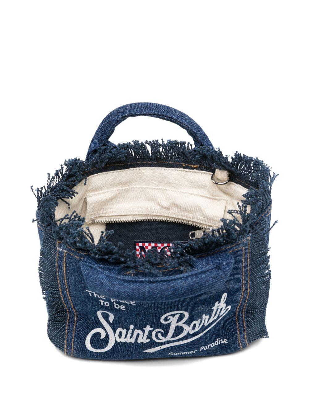 MC2 SAINT BARTH Borsa tote Vanity Mini in denim di cotone con logo 