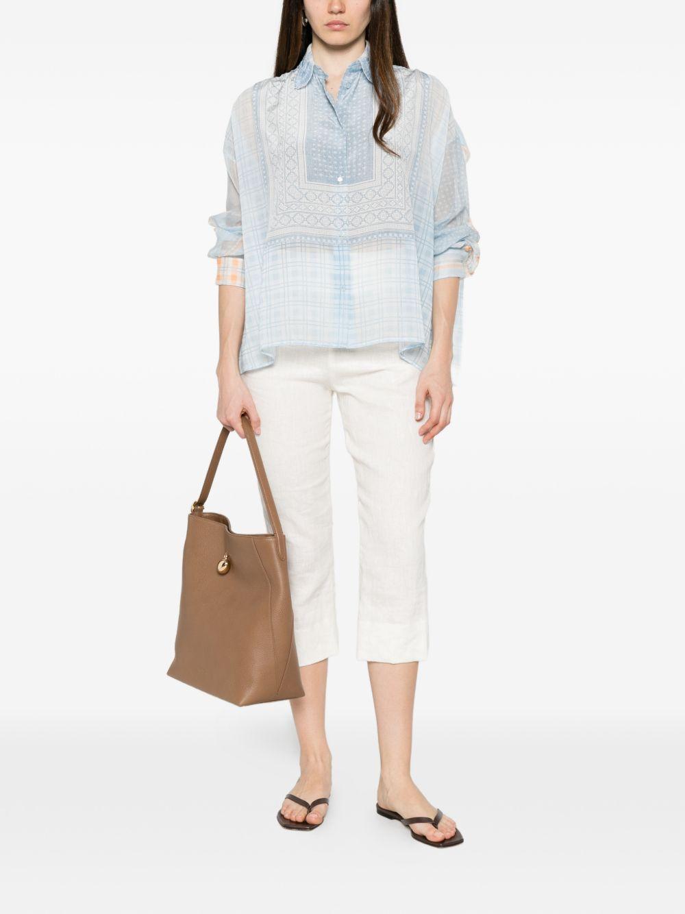 ERMANNO SCERVINO Camicia semitrasparente con fantasia geometrica celeste 