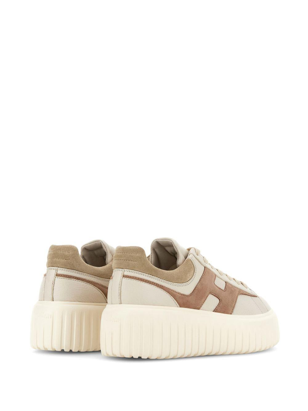 HOGAN Sneakers Hogan H-Stripes in pelle beige e marrone 