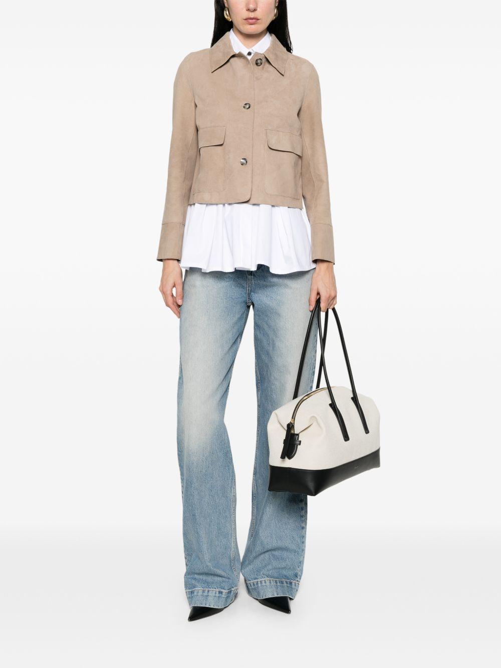 THE JACK AND JACKIE LEATHERS Giacca in pelle scamosciata beige 
