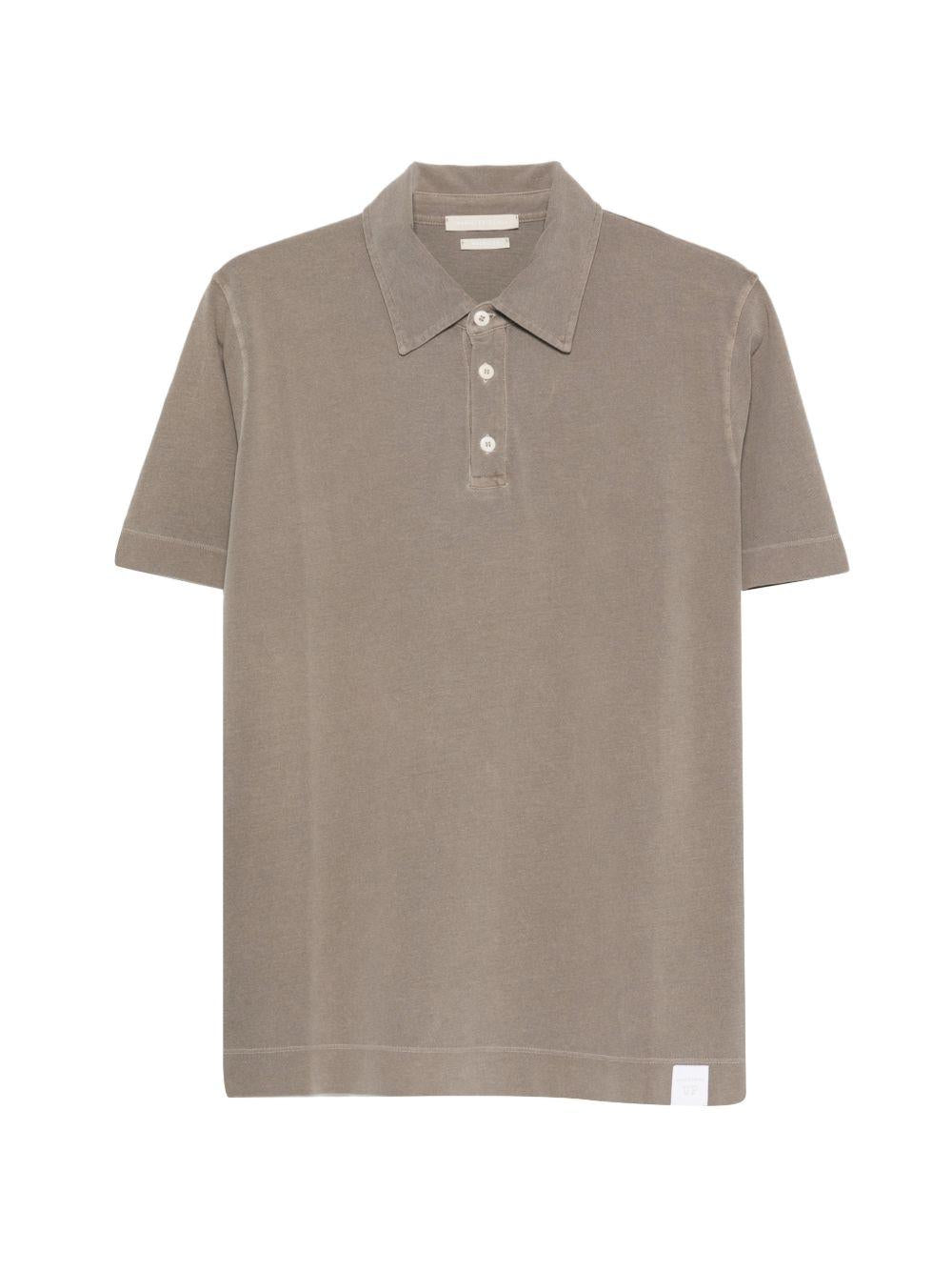 DANIELE FIESOLI Polo in cotone marrone con bottoni 