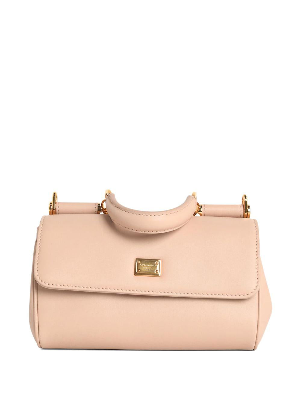 DOLCE e GABBANA Borsa a mano Sicily piccola in pelle beige 