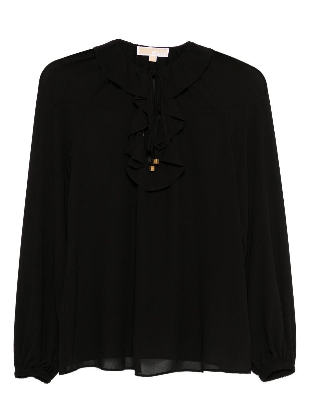 MICHAEL KORS Blusa nera con collo a volant 
