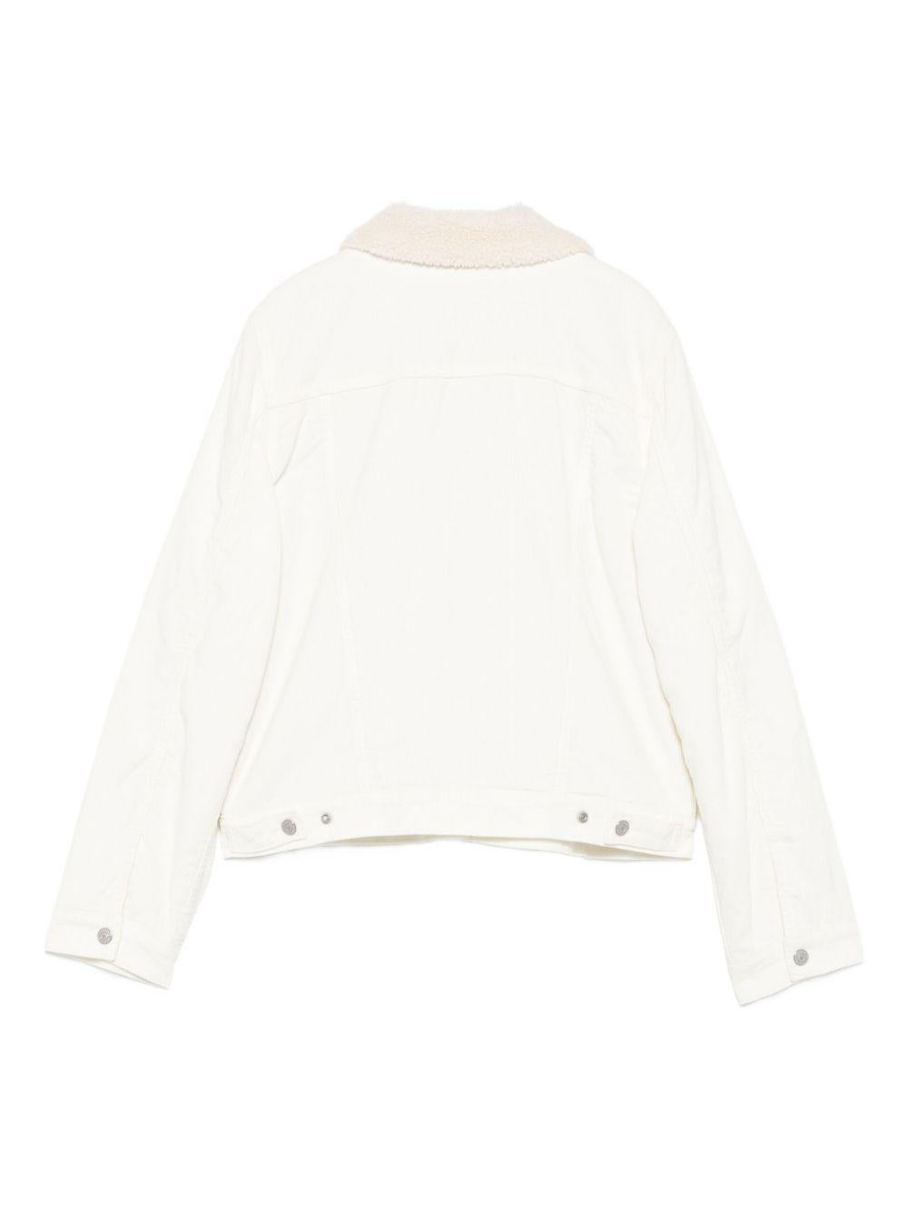 LEVIS Giacca in denim bianca con colletto beige 