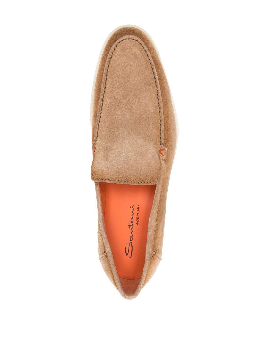 SANTONI Mocassini beige scamosciati 