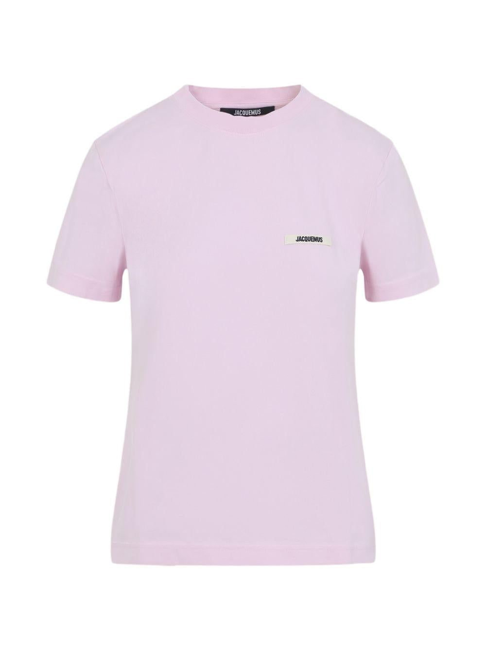 JACQUEMUS T-shirt Gros Grain rosa in cotone con logo 